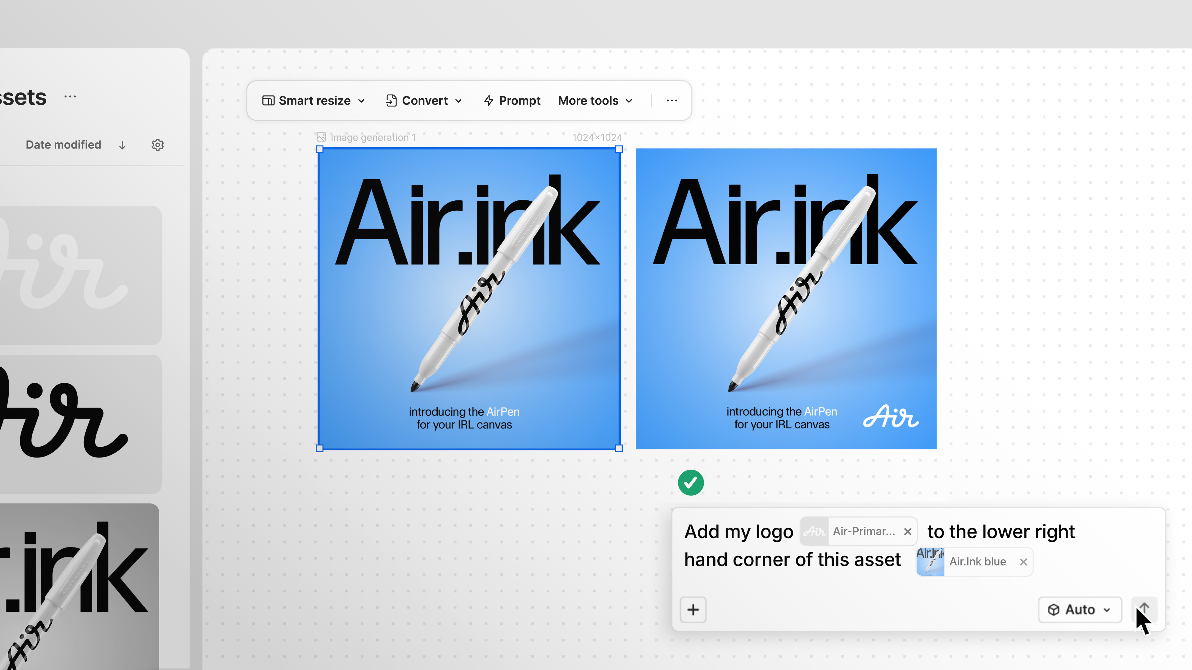 Agentic Chat — reference assets with @mentions, edit conversationally